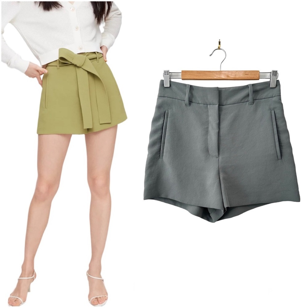 Stylish Women's Green and Gray Shorts